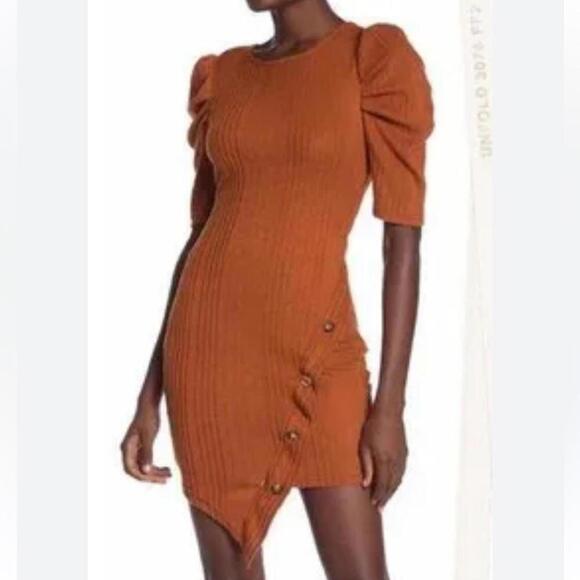 Bailey Blue Terracotta Knit Puff Sleeve Dress - Picture 1 of 8
